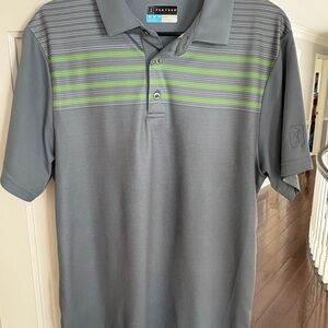 PGA TOUR Gray Polo with Lime Stripes